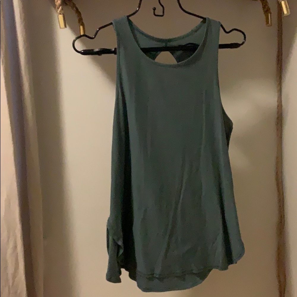 lululemon dark green open back tank, size 6